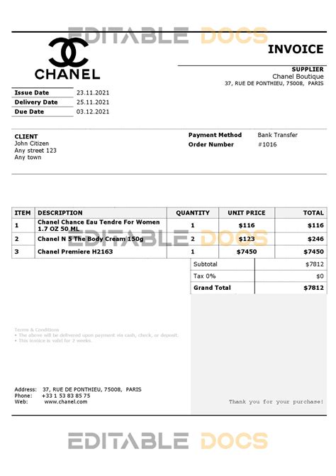 invoice chanel|Fashion .